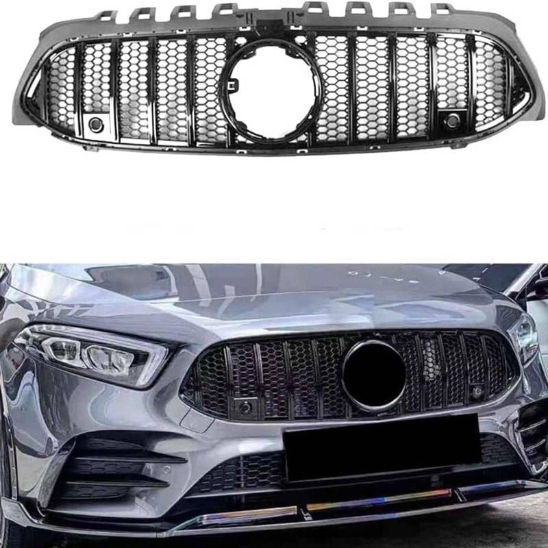 Kühlergrill Außentuning-Zubehörteile für Mercedes Benz A Class W177 2018 2019 2020 2021 2022, Auto Frontgrill Vorderen Stoßfänger Grill Auto Grill Ersatz Zubehör von JIANXKILB