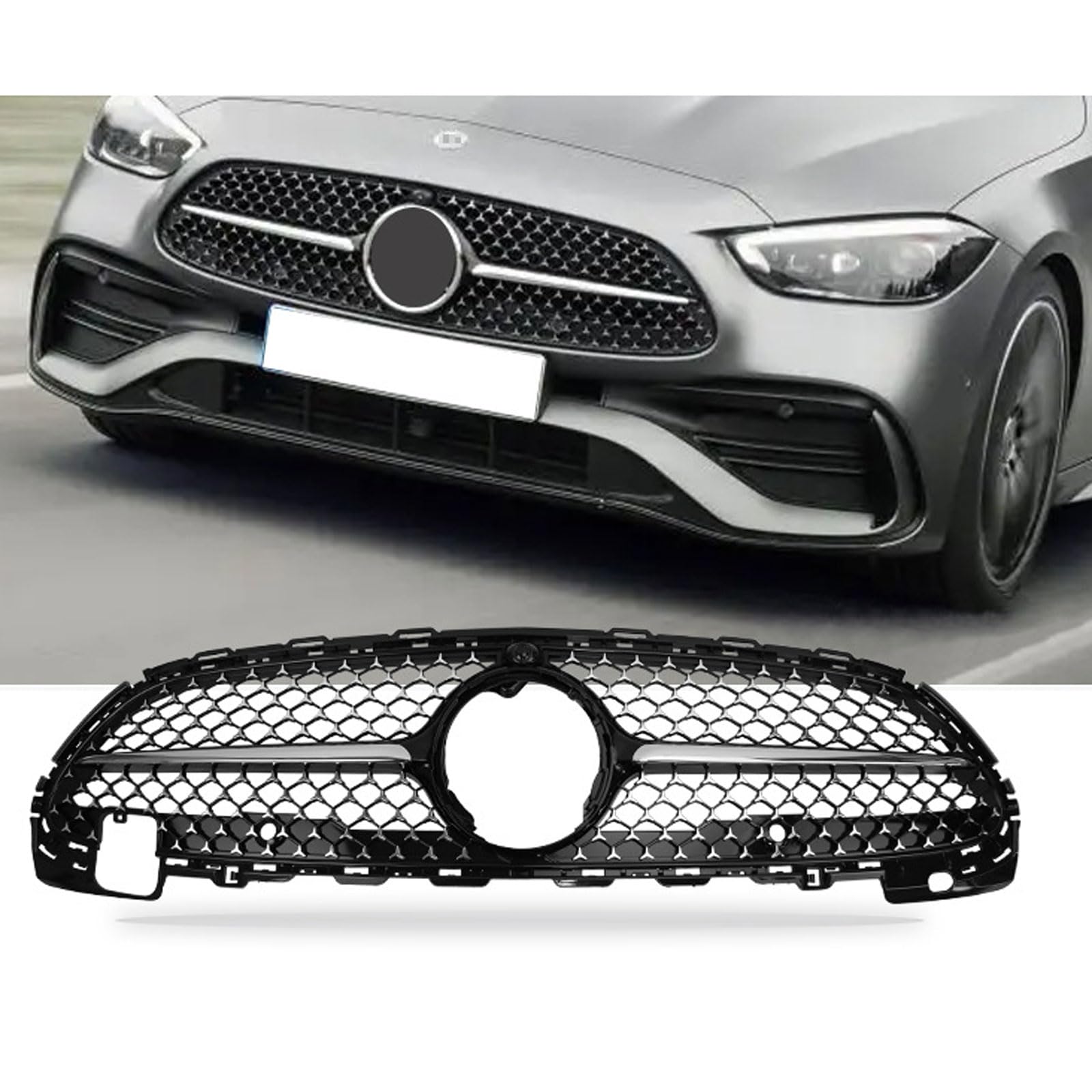 Kühlergrill Außentuning-Zubehörteile für Mercedes Benz C Class W206 2021 2022 2023, Auto Frontgrill Vorderen Stoßfänger Grill Auto Grill Ersatz Zubehör von JIANXKILB