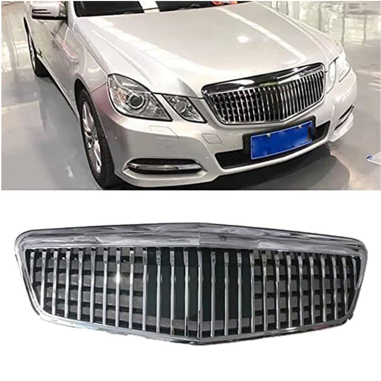 Kühlergrill Außentuning-Zubehörteile für Mercedes Benz E Class W212 2009 2010 2011 2012 2013, Auto Frontgrill Vorderen Stoßfänger Grill Auto Grill Ersatz Zubehör,Silver von JIANXKILB