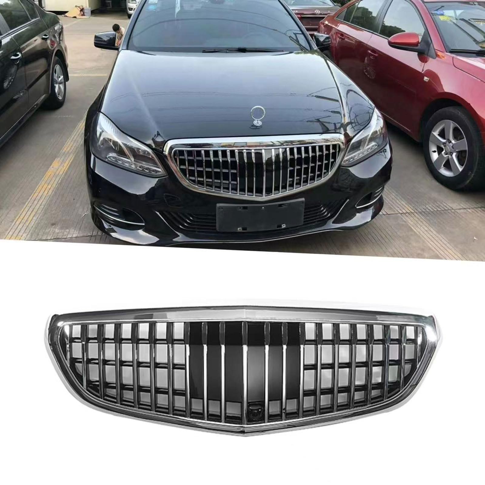 Kühlergrill Außentuning-Zubehörteile für Mercedes Benz E Class W212 2013 2014 2015, Auto Frontgrill Vorderen Stoßfänger Grill Auto Grill Ersatz Zubehör,Silver von JIANXKILB