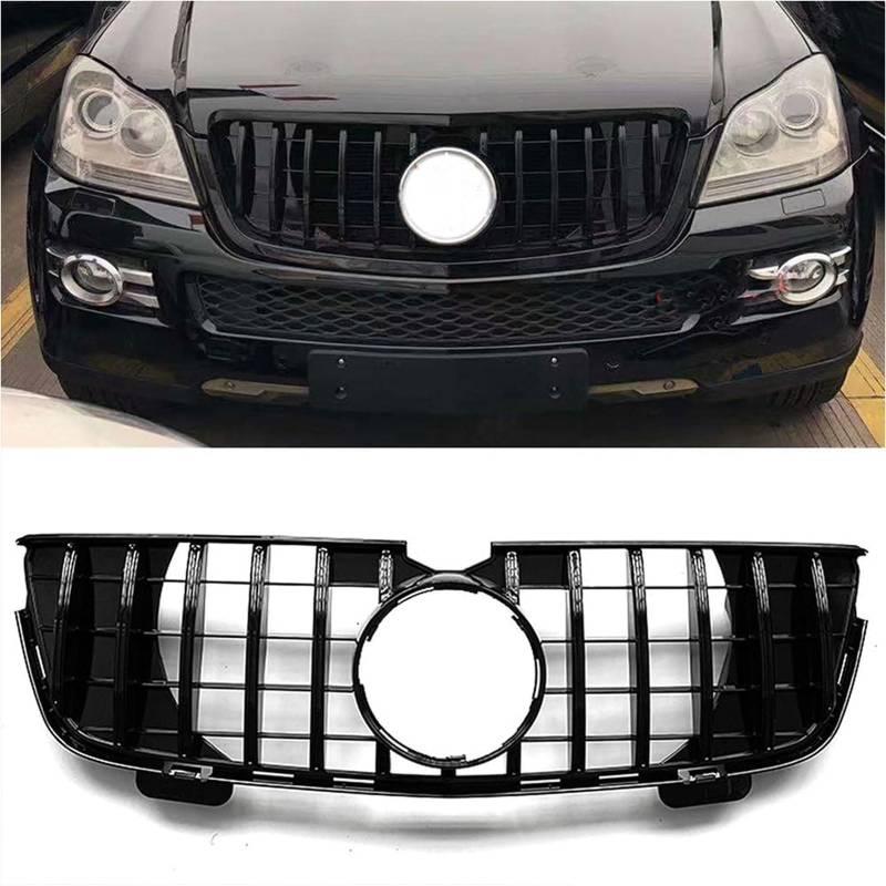 Kühlergrill Außentuning-Zubehörteile für Mercedes Benz GL X164 2007 2008 2009, Auto Frontgrill Vorderen Stoßfänger Grill Auto Grill Ersatz Zubehör,Black von JIANXKILB