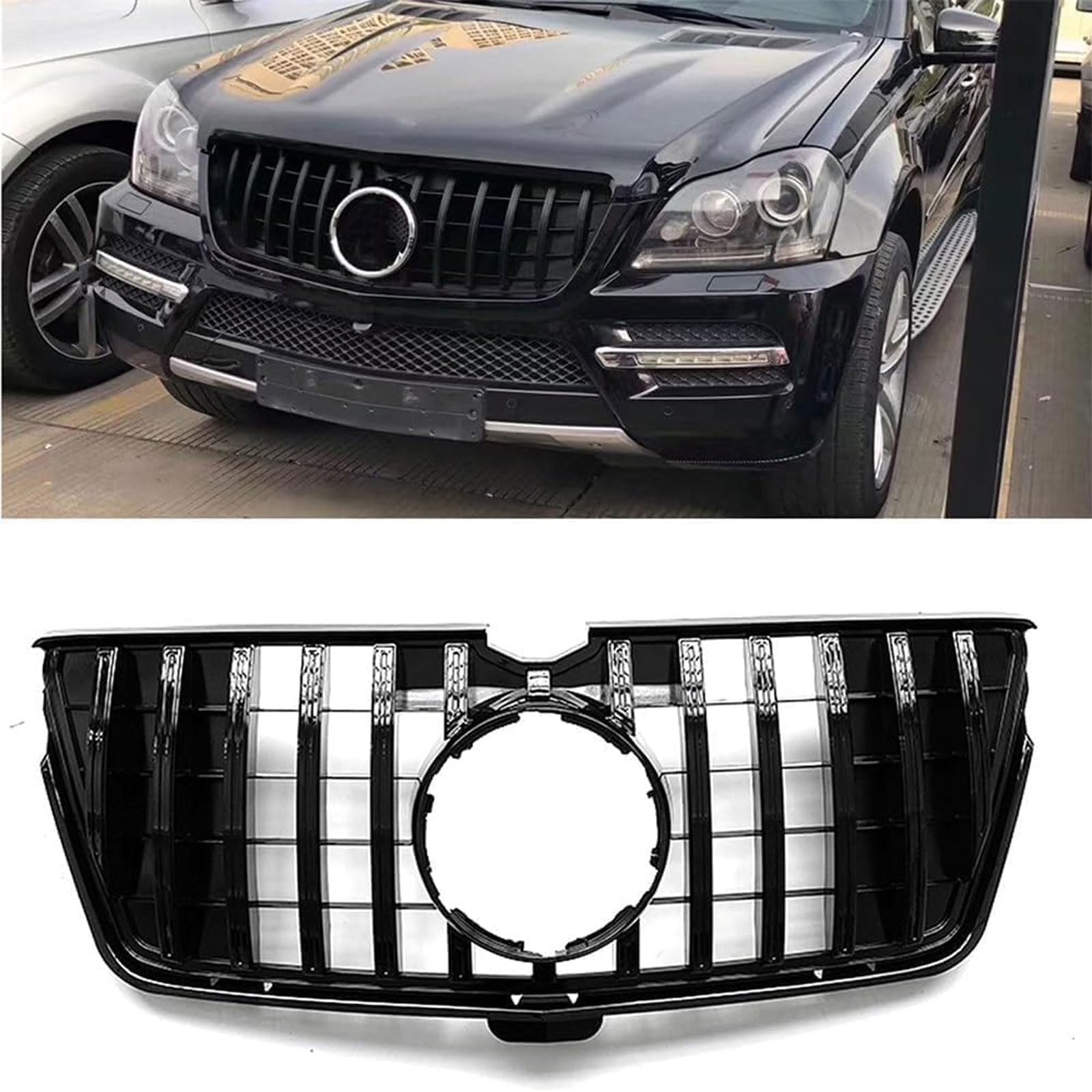 Kühlergrill Außentuning-Zubehörteile für Mercedes Benz GL X164 GL550 GL63 GL350 GL450 2006-2012, Auto Frontgrill Vorderen Stoßfänger Grill Auto Grill Ersatz Zubehör,Black von JIANXKILB