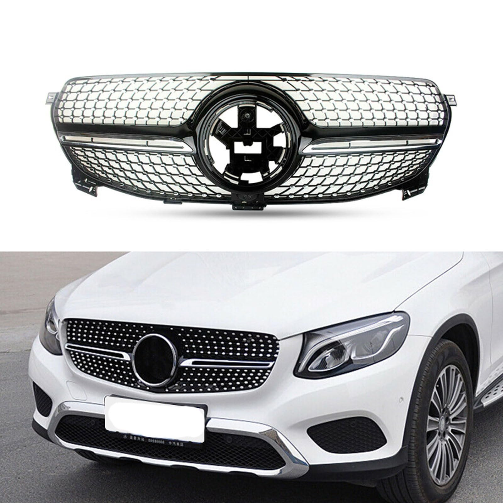 Kühlergrill Außentuning-Zubehörteile für Mercedes Benz GLE W167 2020 2021 2022, Auto Frontgrill Vorderen Stoßfänger Grill Auto Grill Ersatz Zubehör,Black von JIANXKILB