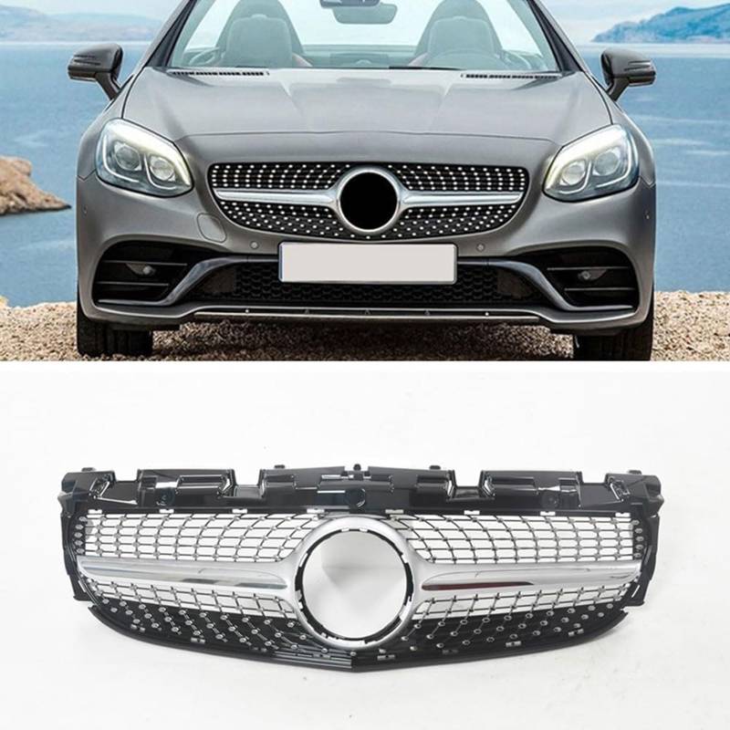 Kühlergrill Außentuning-Zubehörteile für Mercedes Benz SLC Class R172 2016 2017 2018 2019 2020, Auto Frontgrill Vorderen Stoßfänger Grill Auto Grill Ersatz Zubehör von JIANXKILB