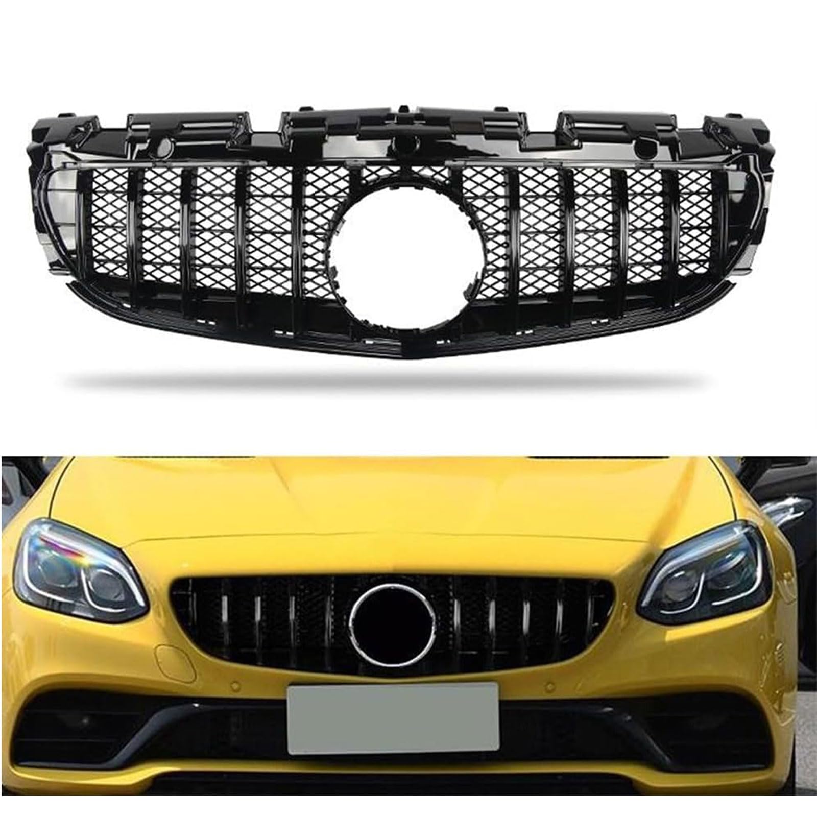 Kühlergrill Außentuning-Zubehörteile für Mercedes Benz SLC Class R172 2016-2020 GT SLC180 SLC200, Auto Frontgrill Vorderen Stoßfänger Grill Auto Grill Ersatz Zubehör von JIANXKILB