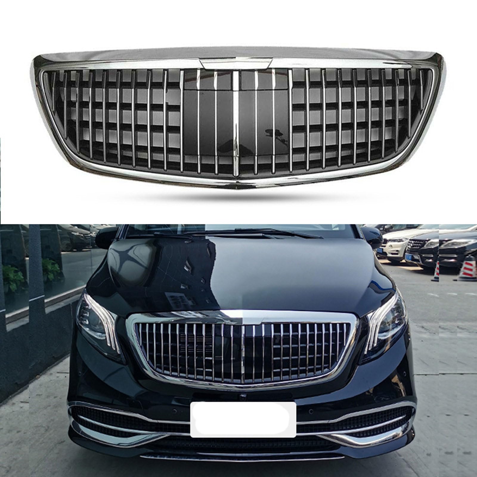 Kühlergrill Außentuning-Zubehörteile für Mercedes Benz V Class W447 V260 2020 2021 2022 2023 2024, Auto Frontgrill Vorderen Stoßfänger Grill Auto Grill Ersatz Zubehör von JIANXKILB