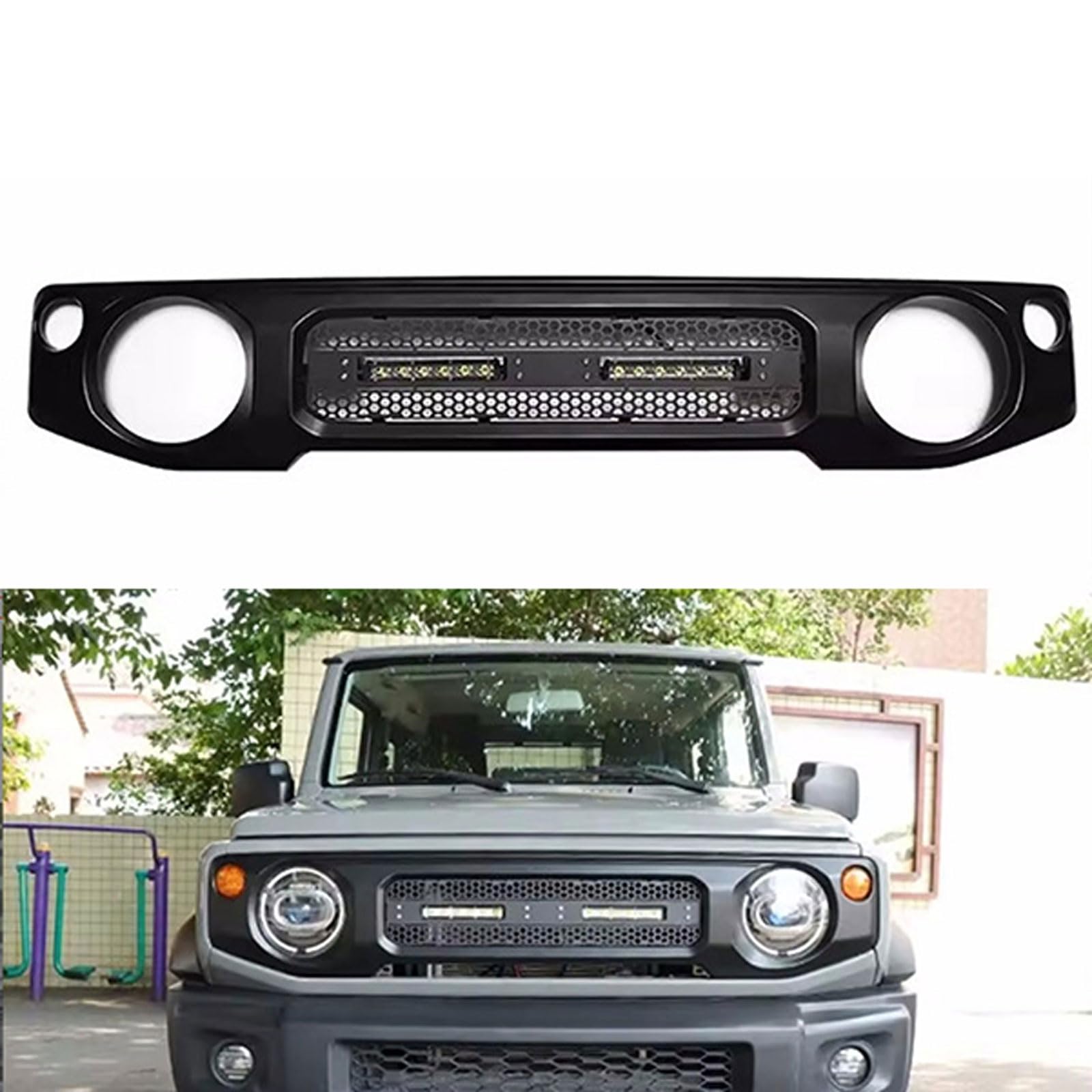 Kühlergrill Außentuning-Zubehörteile für Suzuki Jimny JB74 JB64 2019 2020 2021 2022 2023 2024, Auto Frontgrill Vorderen Stoßfänger Grill Auto Grill Ersatz Zubehör von JIANXKILB