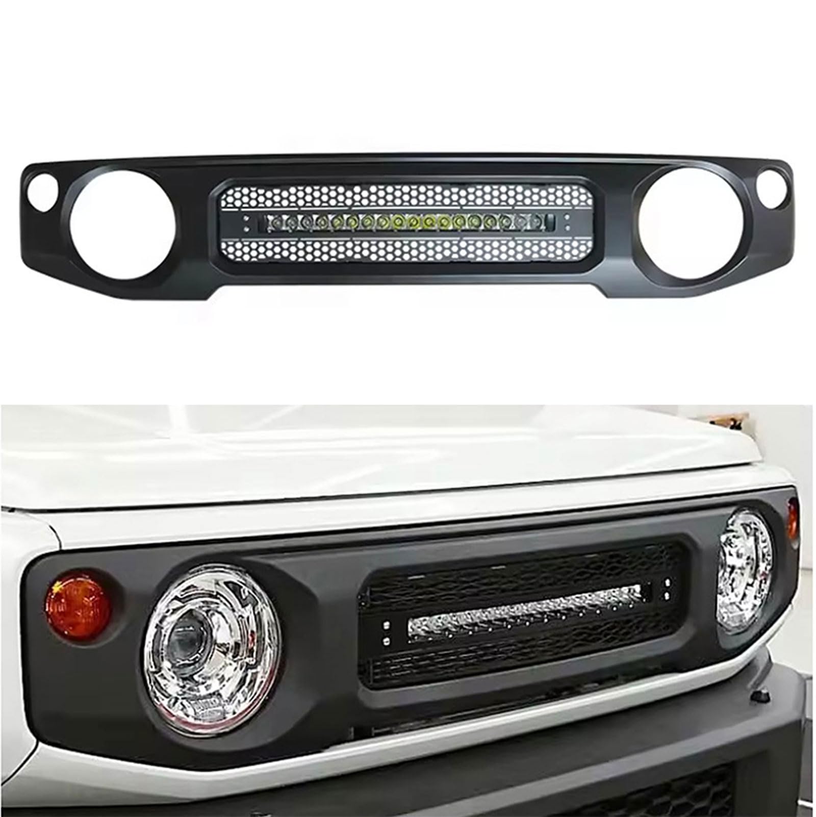 Kühlergrill Außentuning-Zubehörteile für Suzuki Jimny JB74 JB64 2019 2020 2021 2022 2023 2024, Auto Frontgrill Vorderen Stoßfänger Grill Auto Grill Ersatz Zubehör von JIANXKILB