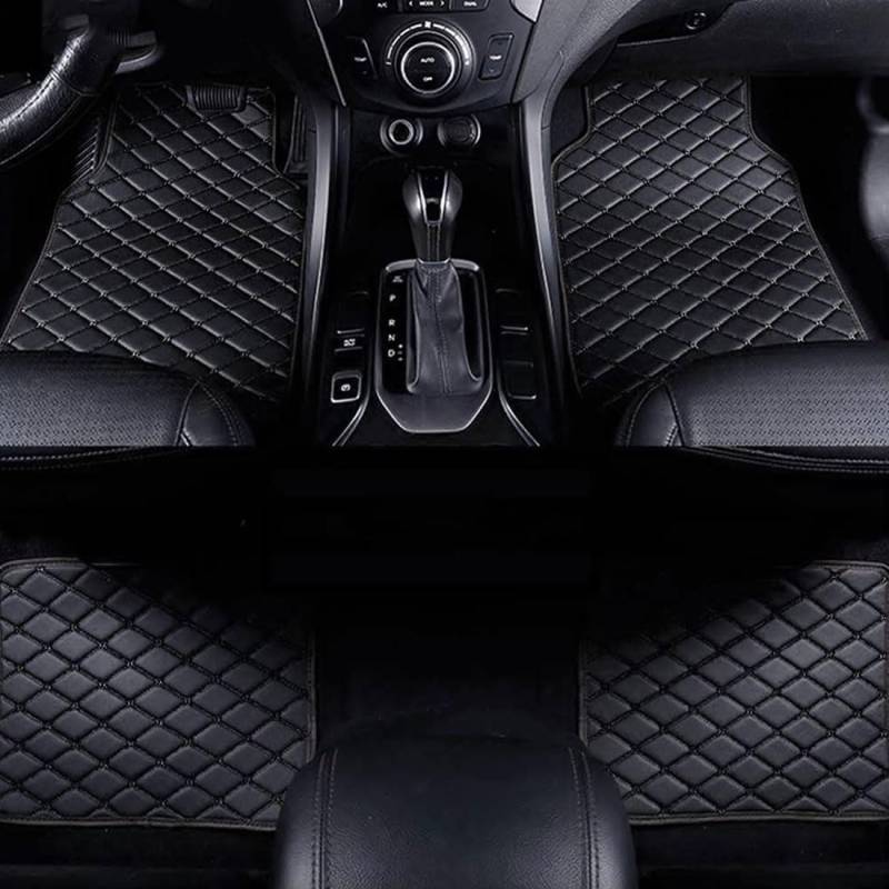 4 Stück Auto Leder Fußmatten für BMW X1 2015+ F48(LHD), Nach Maß All Wetter wasserdichte rutschfeste Fußpolster Set Auto Schutz Zubehör,A/Black von JIANYEDAJUN