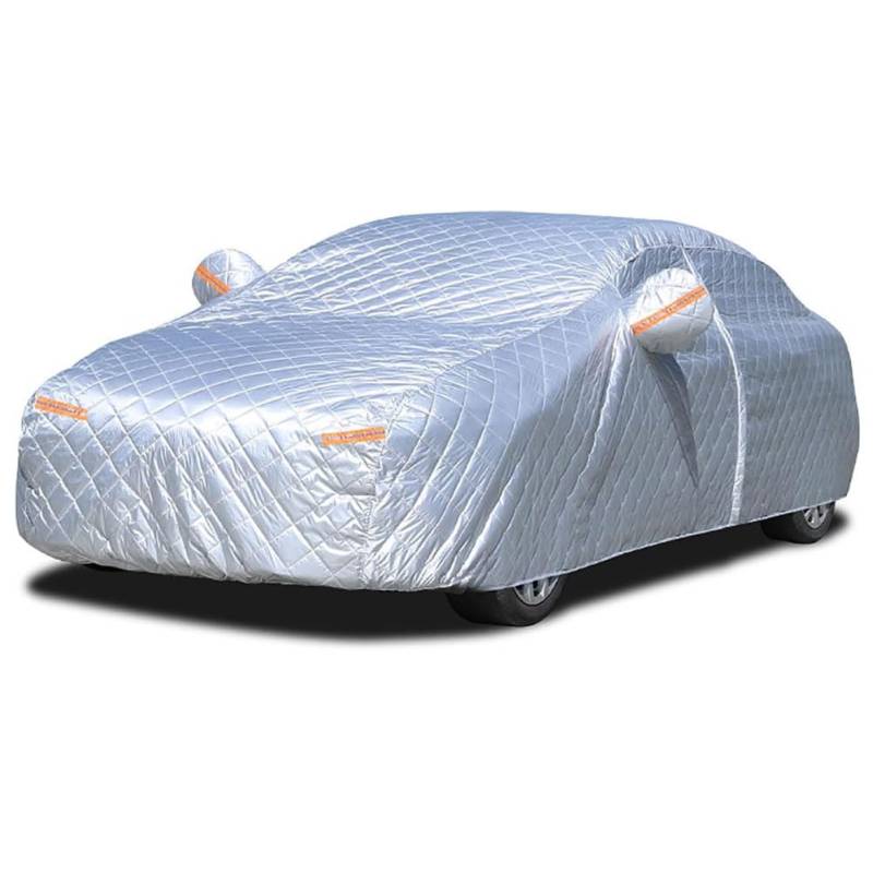 Auto Vollgarage für Benz C-Class W204 2007-2015, Schutz Gegen Frost Schnee Abdeckplane Oxford-Stoff Schutzabdeckung Winter-Exterieur-Accessoires,D/Silver-orange von JIANYEDAJUN