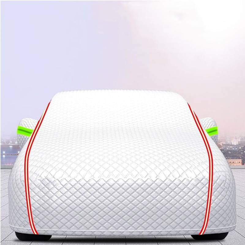 Auto Vollgarage für Peugeot 206 2004-2024, Schutz Gegen Frost Schnee Abdeckplane Oxford-Stoff Schutzabdeckung Winter-Exterieur-Accessoires,E/Silver-red von JIANYEDAJUN