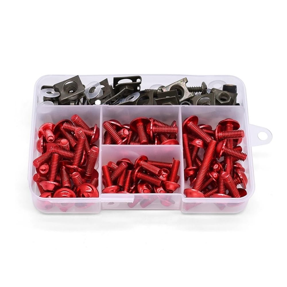 JIANYISR Motorrad Muttern Schrauben 175PCS Motorrad Verkleidung Schrauben Schraube Aluminium Karosserie Schrauben Mutter Kit Für K&awasaki Für KLZ1000 Für W800 Cafe(Red) von JIANYISR