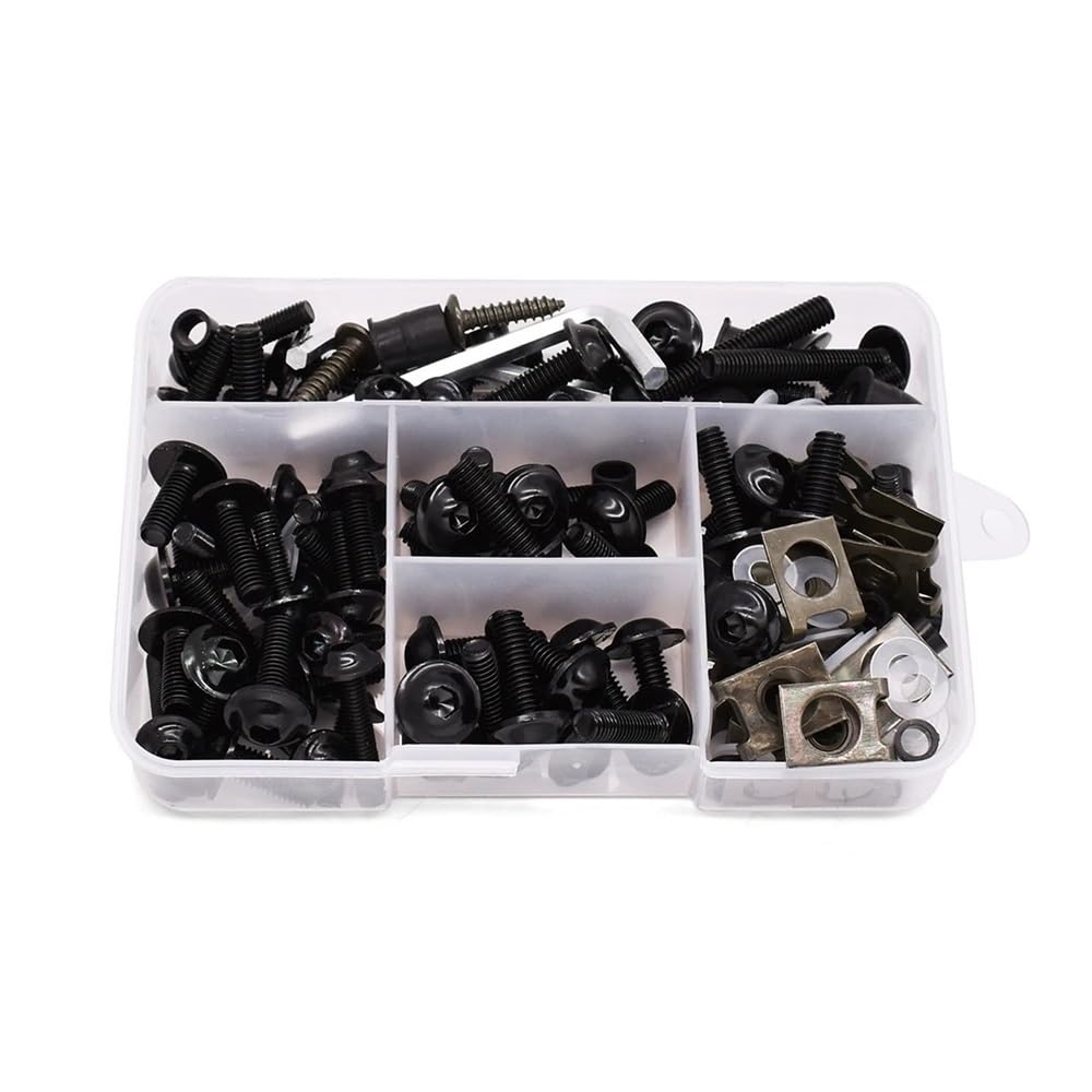 JIANYISR Motorrad Muttern Schrauben 175PCS Motorrad Verkleidung Schrauben Schraube Aluminium Karosserie Schrauben Mutter Kit Für Y&amaha Für TMAX 500 530 Für XP500 Für Xp 530 500(Black) von JIANYISR