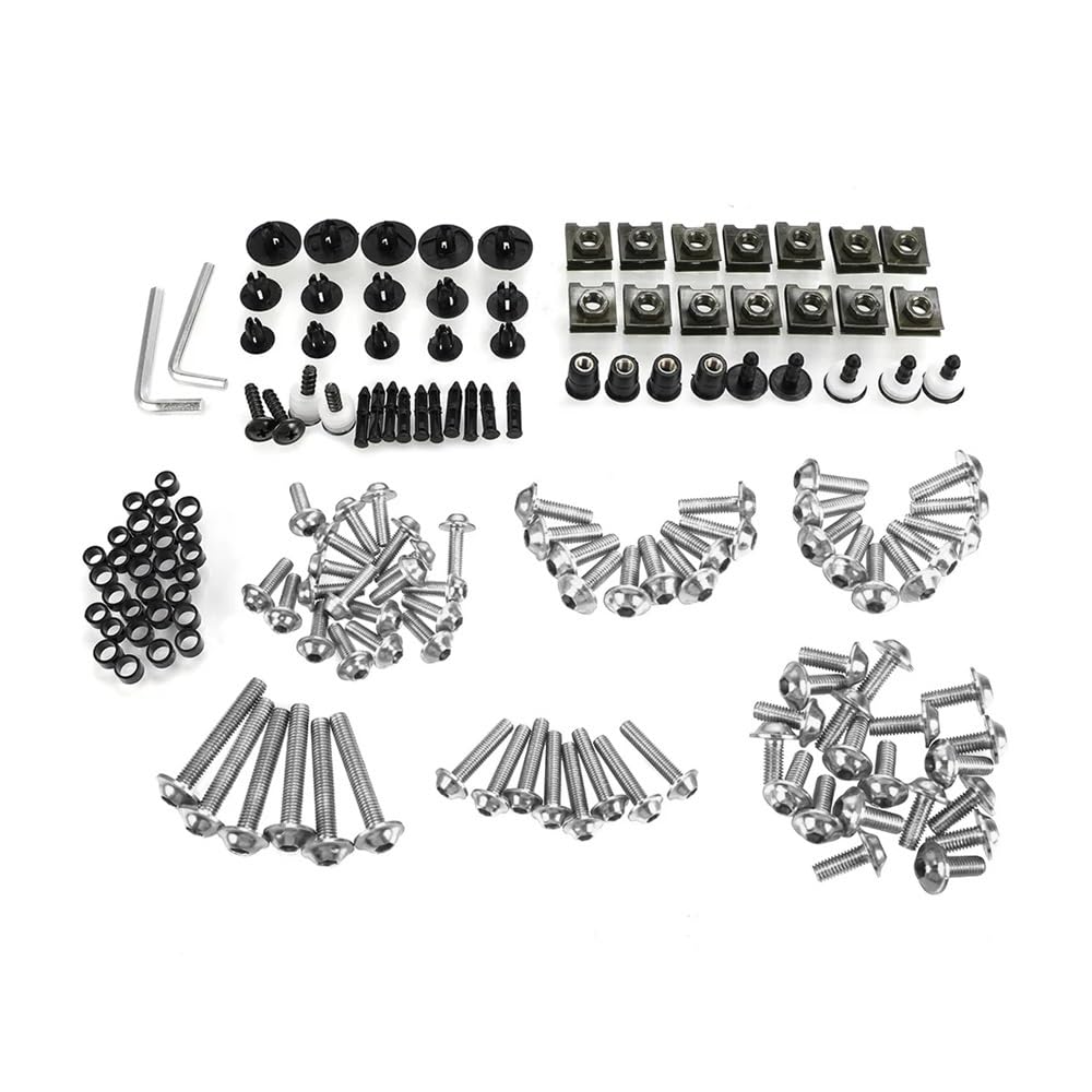 JIANYISR Motorrad Muttern Schrauben CNC Motorrad Verkleidung Schrauben Kit Körper Fastener Clips Schrauben Für Hon┐da Für CBR 600 Für F4i Für Cb400 Für S2000 Für Cbr600rr(Silver) von JIANYISR