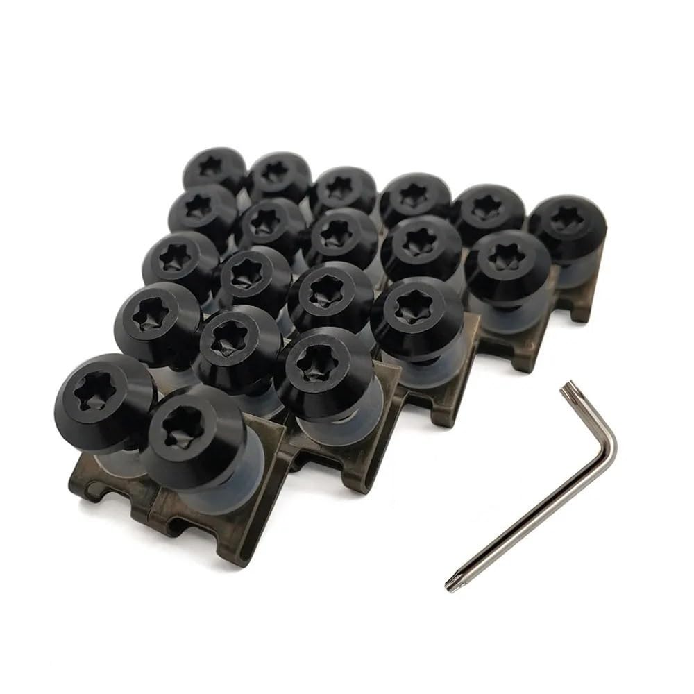 JIANYISR Motorrad Muttern Schrauben Für Hon┐da Für CB190R VT1100 GROM MSX125 300 ABS Motorrad Verkleidung Schrauben Clips Körper Frühling Boltsts(B-black-20 Pieces) von JIANYISR