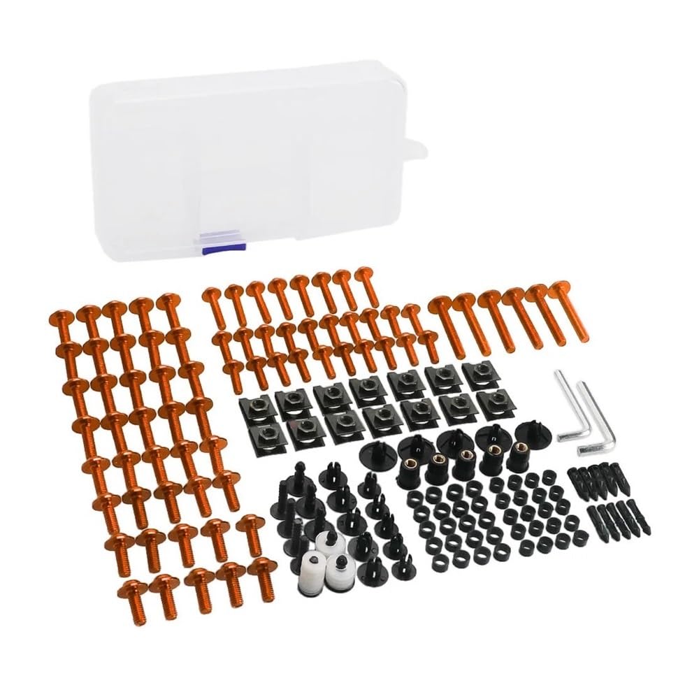 JIANYISR Motorrad Muttern Schrauben Für Hon┐da Für CBR650R Für CBR900 Für CBR900RR Motorradzubehör Komplette Vollverkleidungsschrauben Schrauben Muttern Clips(Orange) von JIANYISR