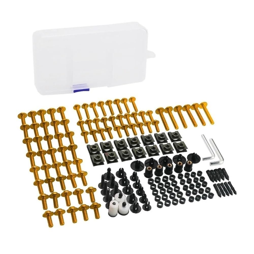 JIANYISR Motorrad Muttern Schrauben Für Moto Für Guzzi Für V85TT V9 Für Roamer/Bobber / V85 TT Für V7 Stein Motorrad Komplette Voll Verkleidung Schrauben Kit Schrauben Muttern Clips(Gold) von JIANYISR