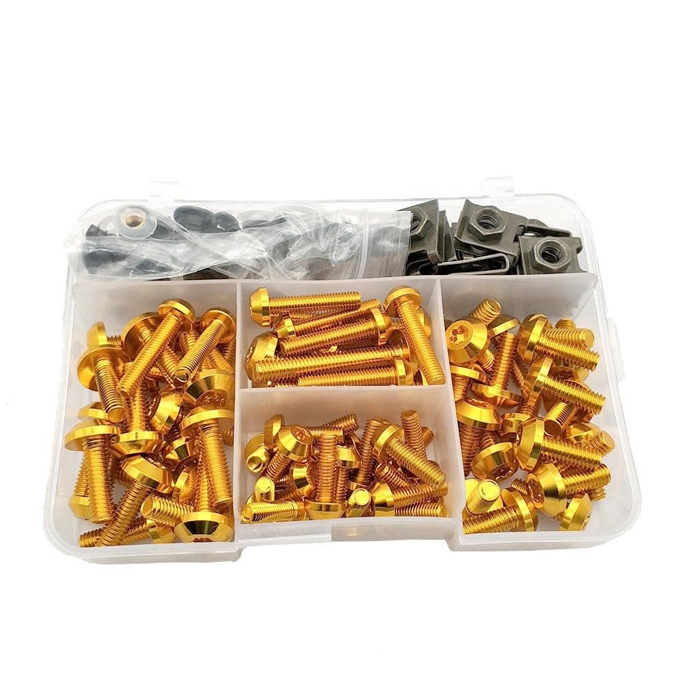 JIANYISR Motorrad Muttern Schrauben Motorrad Verkleidung Bolzen Muttern Kit Körper Verschluss Schrauben Für Gas Gas Für EC2T FSE FSR 250 300 Für TC125 TE125(Gold) von JIANYISR