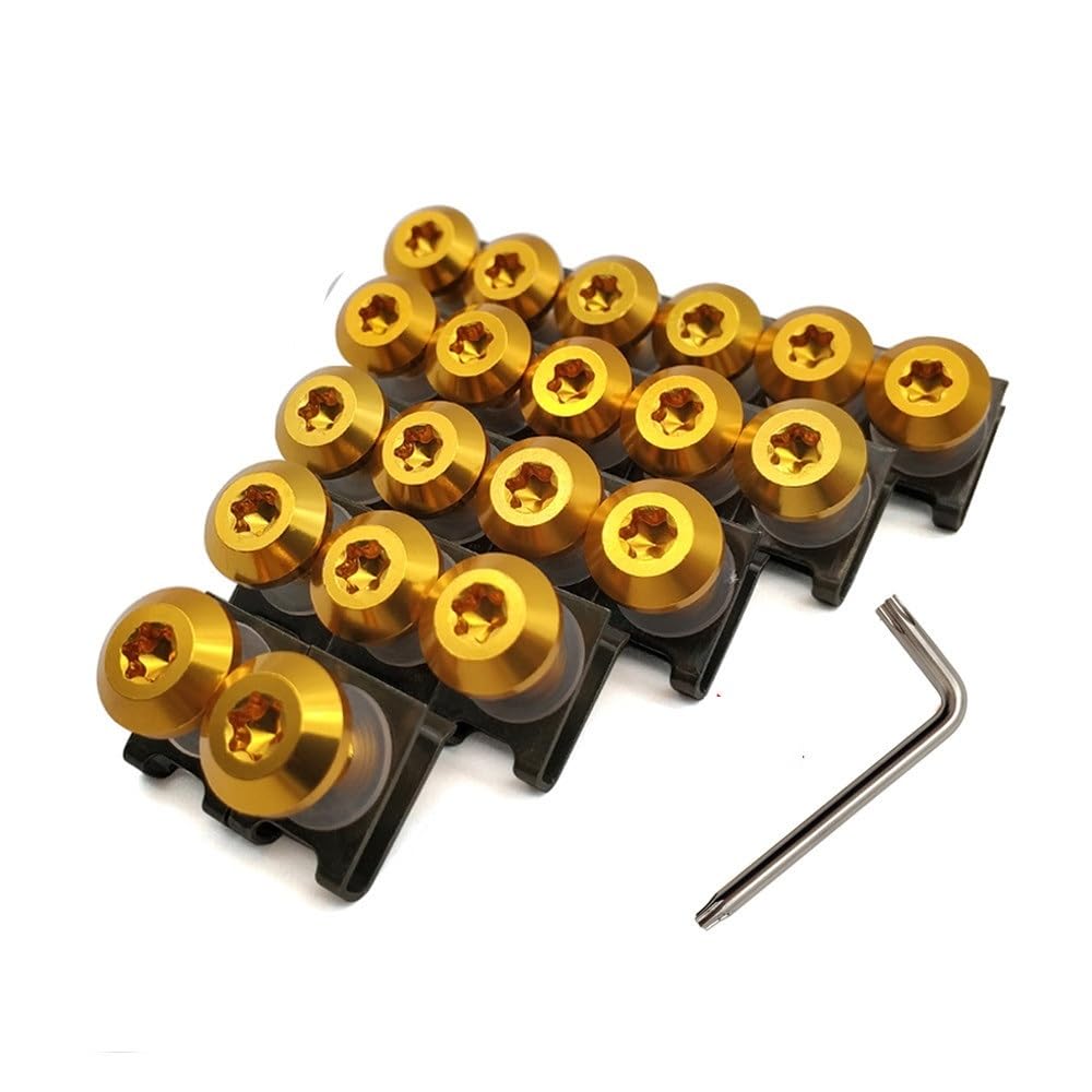 JIANYISR Motorrad Muttern Schrauben Motorrad Verkleidung Schrauben Clips Körper Frühling Schrauben Für Du&Cati Pour Hypermotard 821 Für HYPERSTRADA Pour Scrambler 748 900SS(B-Gold-20 Pieces) von JIANYISR