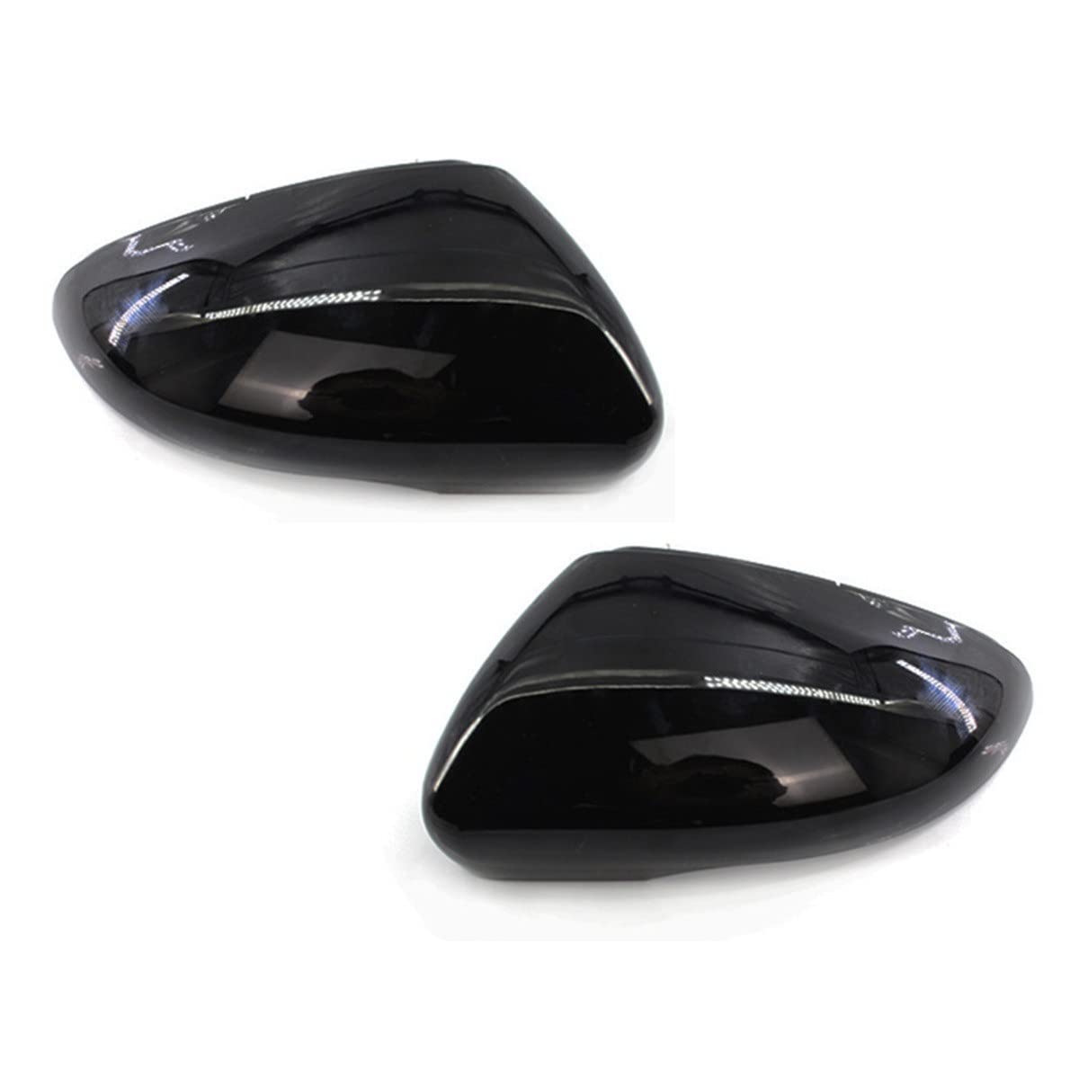 Spiegelkappen Für V&W Golf 6 MK6 2009–2012 Für Passat B7 Spiegelkappe Shell Case Trim 2pcs Car Side Rearview Mirror Cover Cap(Glossy Black) von JIANYISR