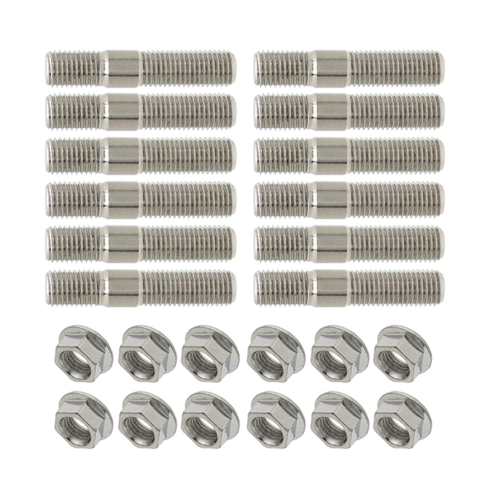 Radschrauben Radbolzen, 10mm M10 x 1,25 Abgasbolzen Gezahnte Muttern Bolzen Schrauben Edelstahl Verteiler Bolzen(12sets) von JIASENSM