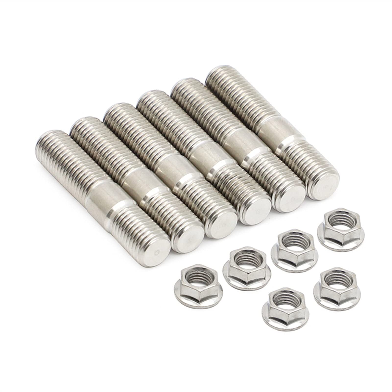 Radschrauben Radbolzen, 10mm M10 x 1,25 Abgasbolzen Gezahnte Muttern Bolzen Schrauben Edelstahl Verteiler Bolzen(6sets) von JIASENSM