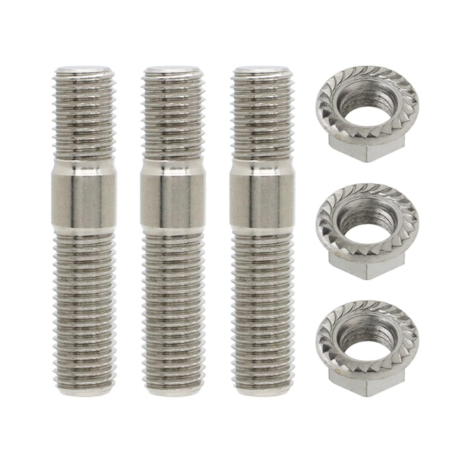 Radschrauben Radbolzen, 23/3/5/6/8/8/12 Stück 10mm Abgasbolzen Bolzen Gezahnte Nüsse M10x1.25 Verteiler Flanschbolzen Muttern Kit(3 pcs) von JIASENSM