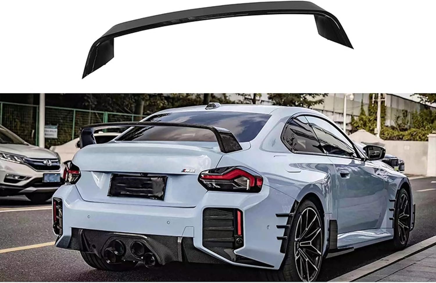 JIAXILI Auto-Spoilerflügel Heckspoiler, für BMW M2 G87 2023+, Schwarz, Kohlenstofffaser-Look/Glänzend Schwarz, Acrylnitril-Butadien-Styrol (ABS), Selbstklebend von JIAXILI