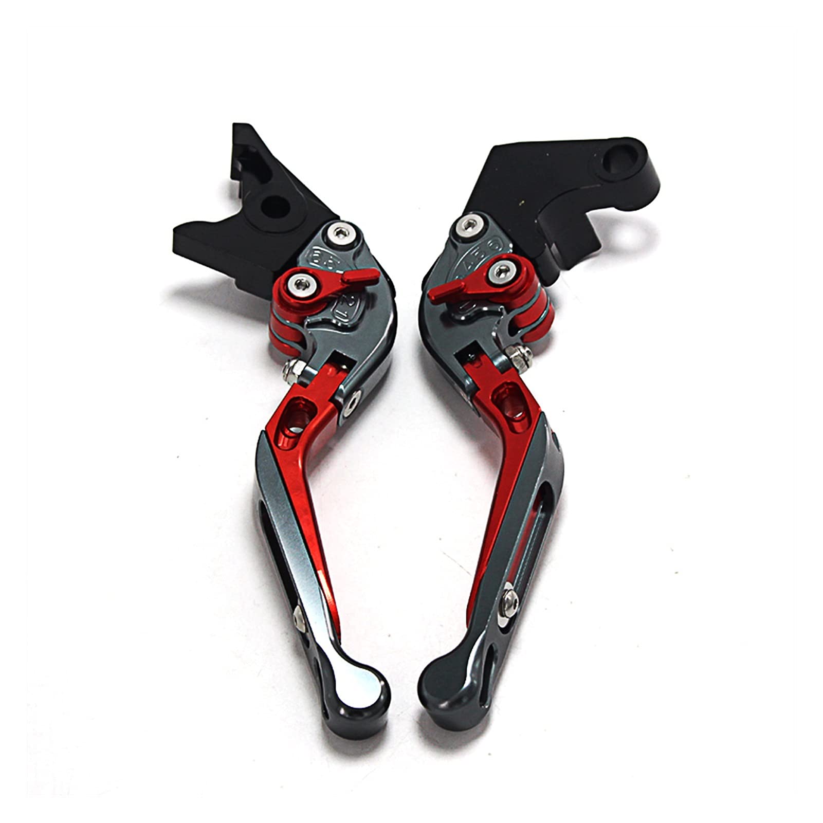 JIBULINS Kupplung- & Bremshebel for DUCA&T*I 959 Panigale 2016 2017 2018 CNC-verstellbare Klappbare Ausziehbare Motorrad-Motorrad-rote Bremskupplungshebel(Grey+Red+Grey) von JIBULINS