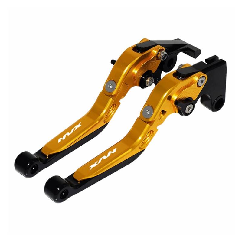 JIBULINS Kupplung- & Bremshebel for Ya*ma&ha NVX155 AEROX 155 Motorradzubehör CNC Aluminium Einstellbar Faltbare Ausziehbare Roller Bremse Kupplungshebel(Gold+Black1) von JIBULINS