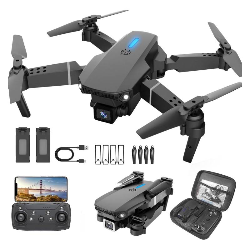 Drohne mit Kamera,Drohne für Kinder,Drone für Anfänger,RC Quadcopter mit 2 Batterien，Schwerkraft Sensor, Flip mode, Headless Mode-mattschwarz von JICICUXI