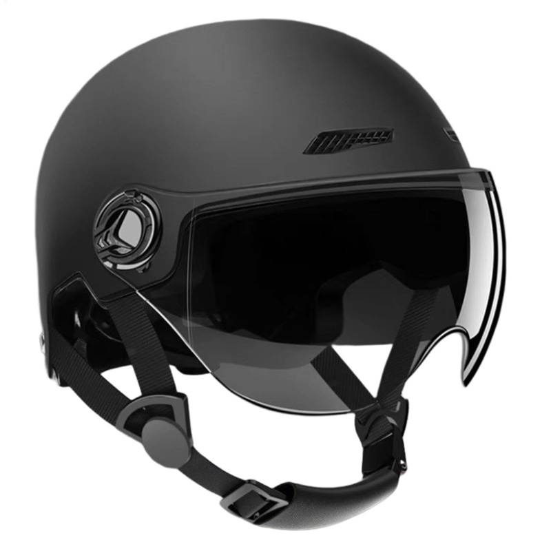 JIEBWCHA Fahrradhelme Skaterhelm Motorradhelm, Mountainbike Helm Radhelm Mit Visier, Halbe Fahrradhelme Mit Getöntem Sonnenvisier, Hochschützende Stoßdämpfende Half Scooter Helme von JIEBWCHA