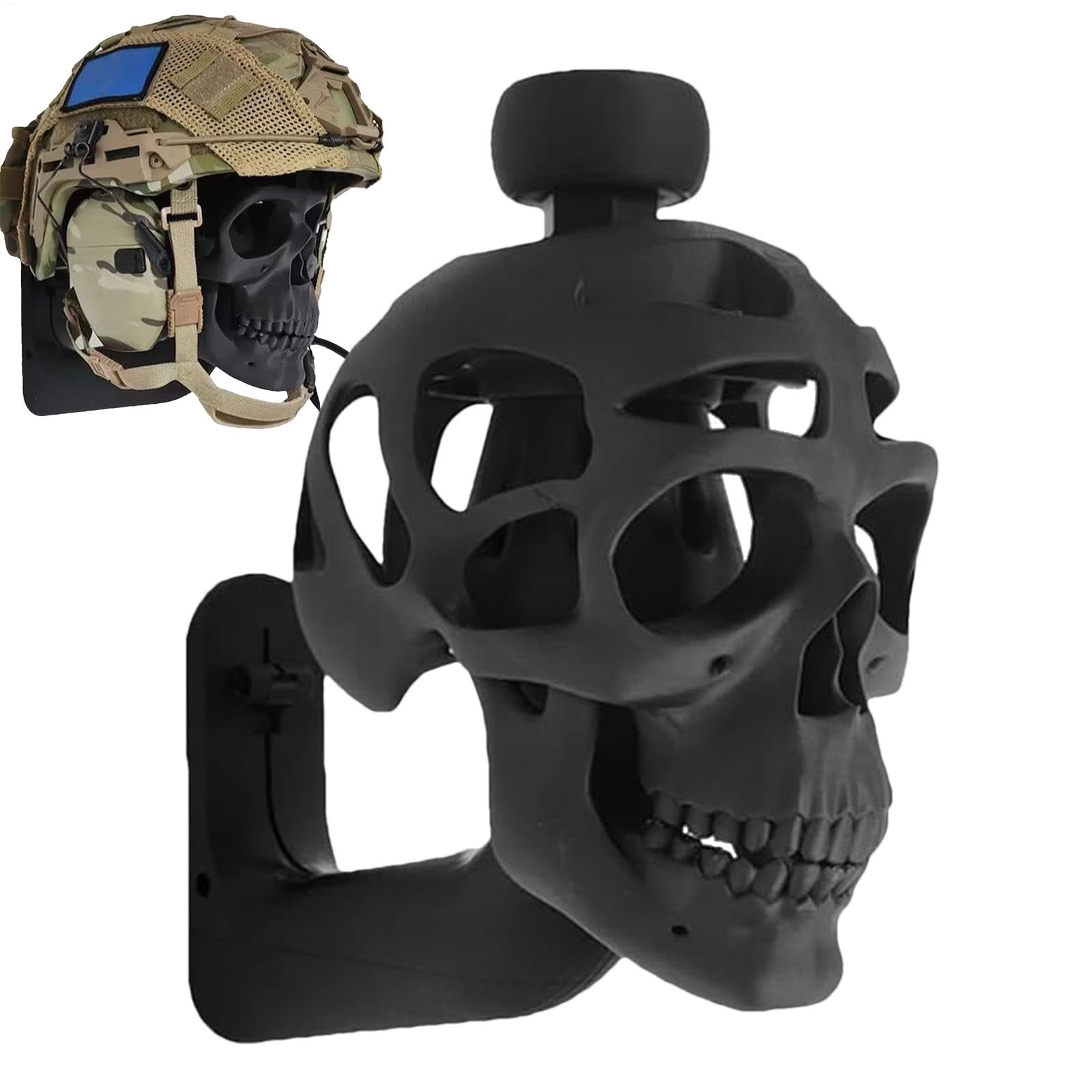 JIEBWCHA Wandhalterung Helm Ausstellungsstand - Totenkopf Helmhalter, Motorcycle Skull Helmet Holder, Helmhalter Wand Skull Kopfhörerhalter Biker Helm, Skull Helmet Display Package von JIEBWCHA