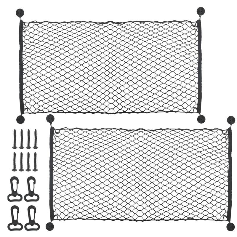 JIEHIN 2er Set 110x60cm Kofferraumnetz Gepäcknetz Auto, Gepäcknetz Wohnmobil mit Schrauben und Haken, Auto Aufbewahrungsnetz Gepäcknetz Tasche Kofferraum Organizer Netz für Meisten Fahrzeugtypen von JIEHIN