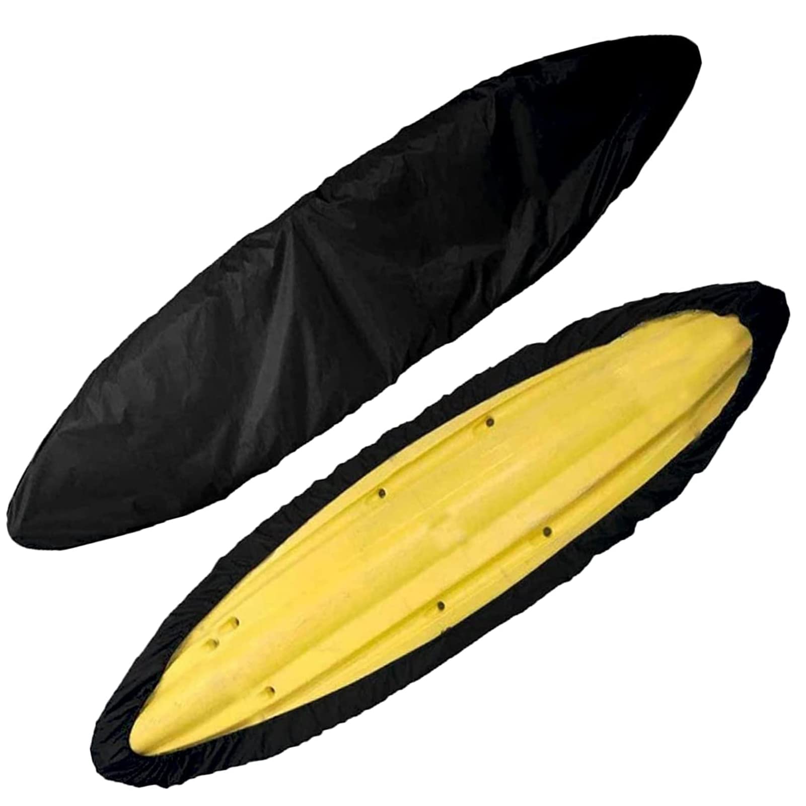 JIEXUHDE Kajak Abdeckung, Universal Abdeckung für Kajak Kanu Boot Wasserdicht UV Sonnenschutz Staubspeicherabdeckung Schild, für Fischerboot Kajak Kanu Paddelbrett(Size:5.5m/18.0ft,Color:Schwarz) von JIEXUHDE