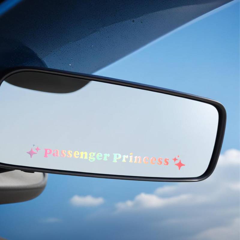 JIEYAO Passagierprinzessin Aufkleber, 4 Stück Passenger Princess Rückspiegel Aufkleber Vinyl Autoaufkleber Lustiger Autospiegel Sticker für Autofenster und Autodekoration Autozubehör für Frauen von JIEYAO