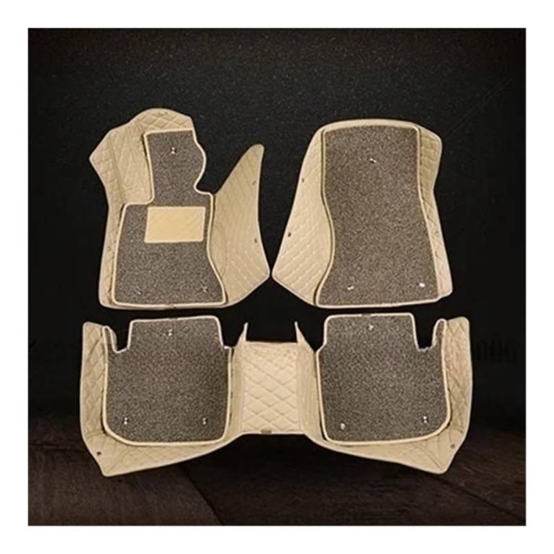 Allwetter fußmatten Auto Für 7er-Serie Für E66 Für Long 2001-2008 Zwei Lagen 3D Autofußmatten Innenausstattung Auto Matten Set Automatten-Set(Beige Grey) von JIIYP