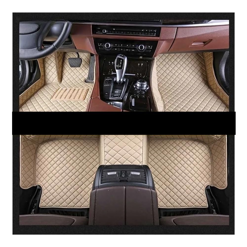 Allwetter fußmatten Auto Für DS4 2011 2012 2013 2014 2015 Custom Car Fußmatten Auto Teppiche Fuß Coche Zubehör Auto Matten Set Automatten-Set(Beige) von JIIYP