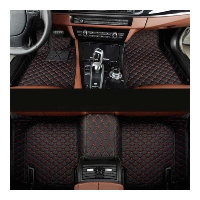 Allwetter fußmatten Auto Für Hyundai Für Tucson Für IX35 2021 2022 2023 Custom Car Fußmatten Auto Teppiche Fuß Coche Zubehör Automatten-Set(Black red) von JIIYP