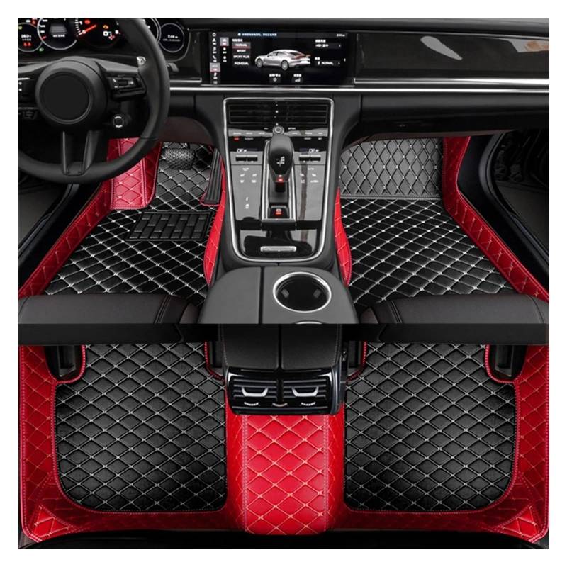 Allwetter fußmatten Auto Für Kia Für Carens 5Seat 2013 2014 2015 2016 2017 Custom Car Bodenmatte Innenausstattung Auto Matten Set Automatten-Set(Red Black) von JIIYP