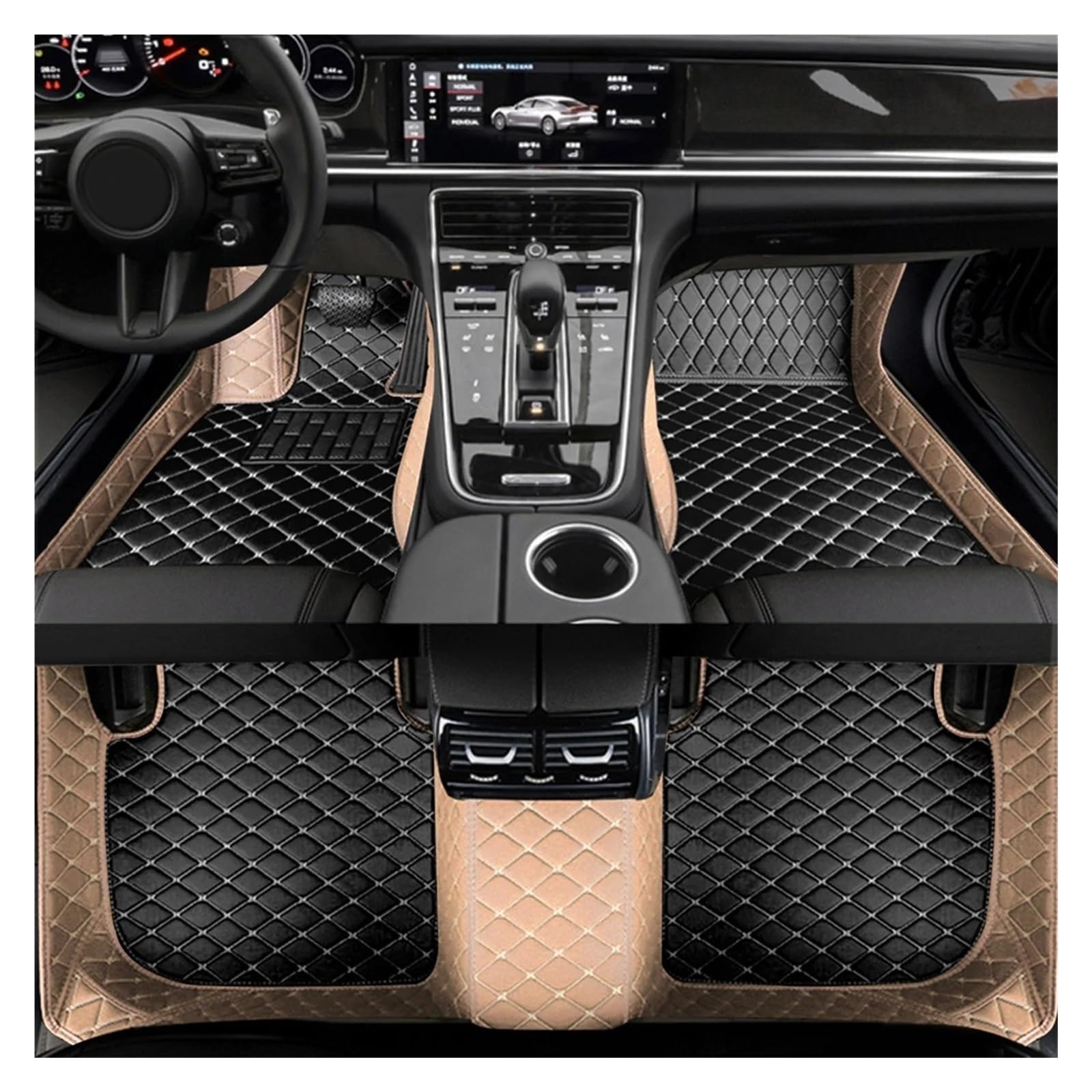 Allwetter fußmatten Auto Für Pajero 2008 2009 2010 2011 Custom Auto Bodenmatte Innenausstattung Allwetter Auto Matten Auto Matten Set Automatten-Set(Beige Black) von JIIYP