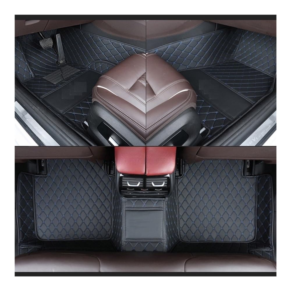 Allwetter fußmatten Auto Für Viano Auto-Mattenset Voller Surround-Brauch Auto-Fußmatte Auto-Teile Alle Wetter Autos Matten Customized Style Automatten-Set(Black Blue) von JIIYP