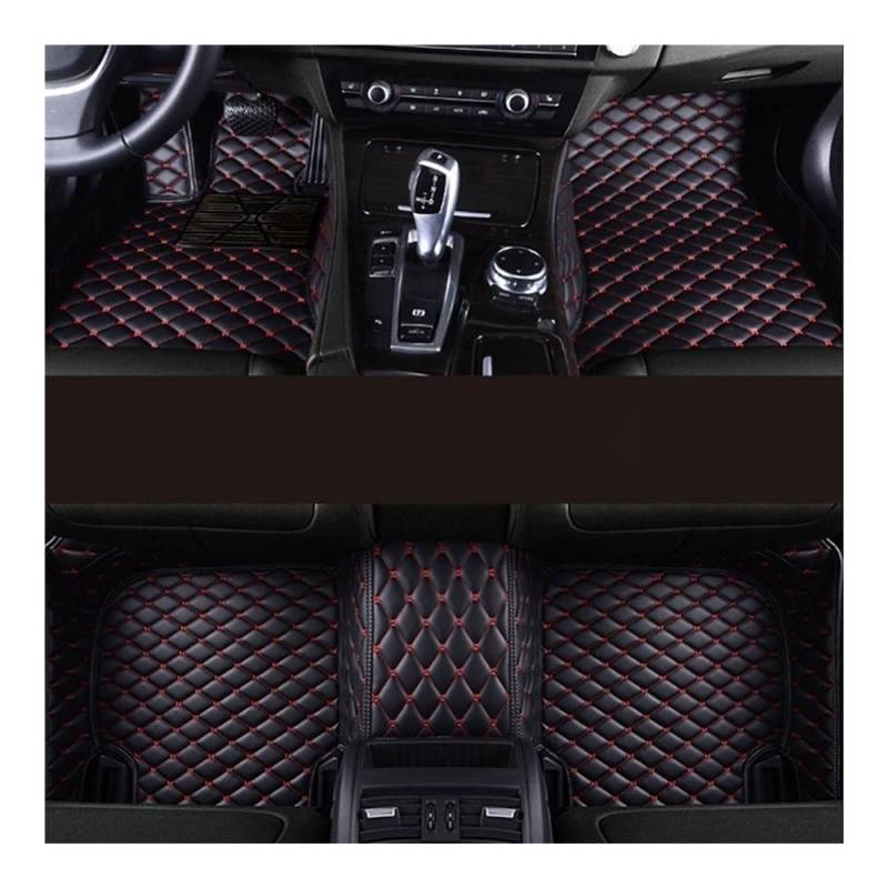 Allwetter fußmatten Auto Für Viano Auto-Mattenset Voller Surround-Brauch Auto-Fußmatte Auto-Teile Alle Wetter Autos Matten Customized Style Automatten-Set(Black Red) von JIIYP