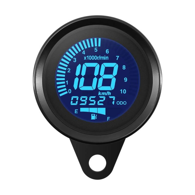 JIIYP Ganganzeige 12V Digital Motorrad Tachometer Drehzahlmesser Kilometerzähler Geschwindigkeit Ölstandsanzeige Tacho Meter von JIIYP