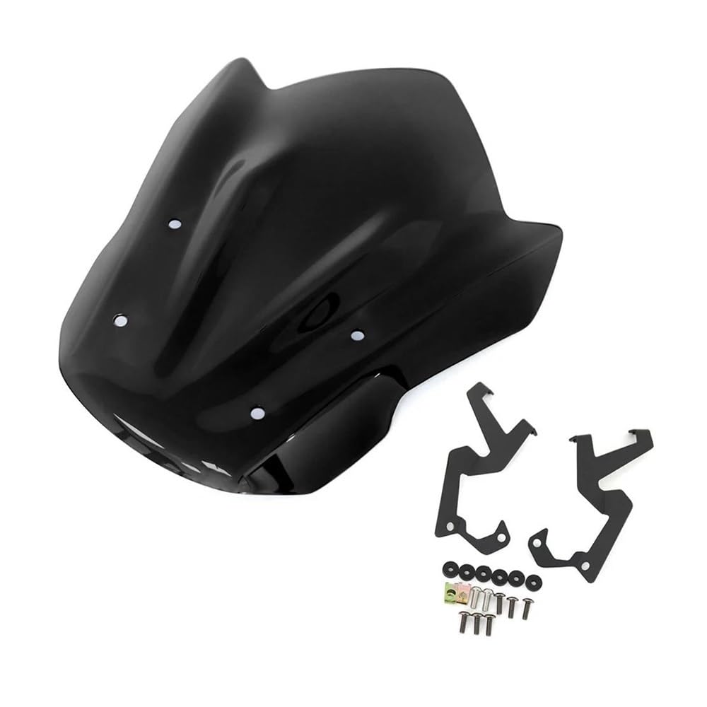 JIIYP Verstellbare Clip-on Windschutzscheibe Für Suzuki Für GSX-S125 Für GSX-S150 2017-2022 Motorrad Für Sport Visier Windschutzscheibe Frontscheibe(Black) von JIIYP