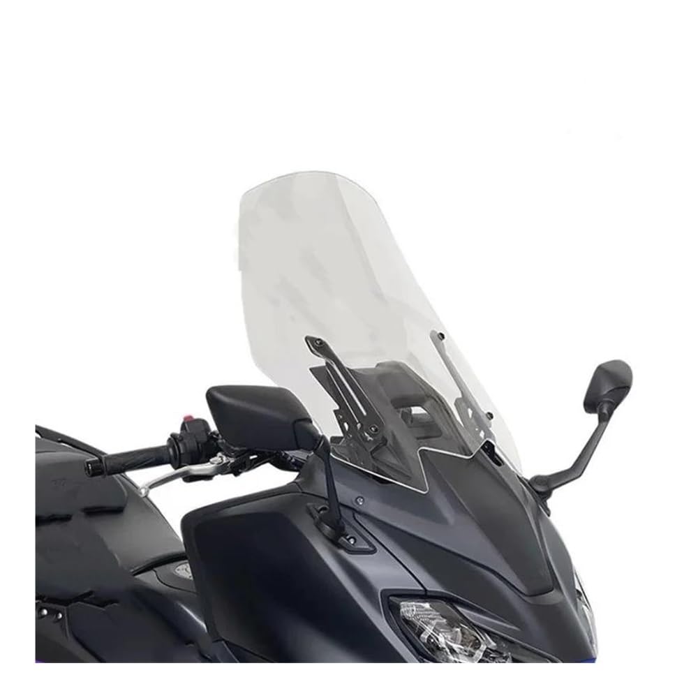 JIIYP Verstellbare Clip-on Windschutzscheibe Für TMAX560 2022 2023 2024 Motorrad Windschutzscheibe Windschutz Windabweiser Visier(Transparent 56CM) von JIIYP