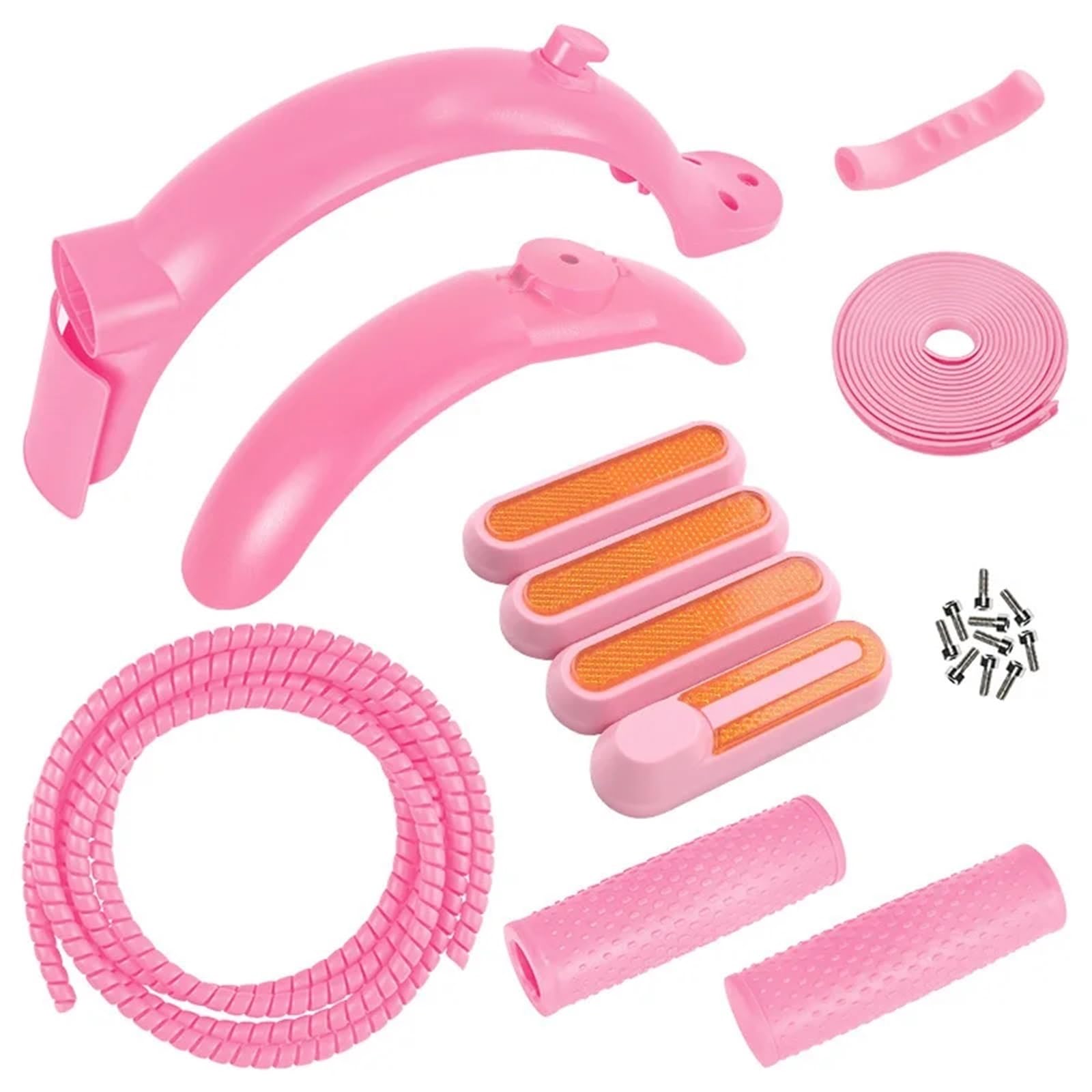 Reflektorstreifen Modifikation des hinteren Kotflügels, 7-teiliges Set for Elektroroller, for Xiaomi, M365/Pro/Pro2, Kotflügel, Radabdeckung, Schutzleitung, Wickelrohre(Pink) von JIMYRA