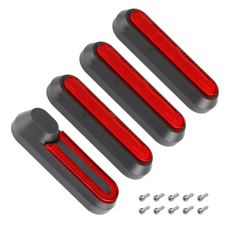 Reflektorstreifen Schutzabdeckung for Vorderradgabel und Hinterrad, for Xiaomi, 1S Pro 2 MI3 Elektroroller-Radkappe, reflektierender Schutz, weiße, rote und Blaue Schalen(Black Red 4pcs) von JIMYRA