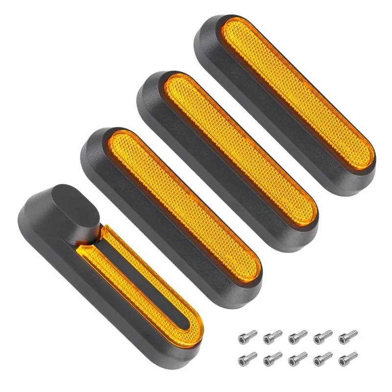 Reflektorstreifen Schutzabdeckung for Vorderradgabel und Hinterrad, for Xiaomi, 1S Pro 2 MI3 Elektroroller-Radkappe, reflektierender Schutz, weiße, rote und Blaue Schalen(Black Yellow 4pcs) von JIMYRA