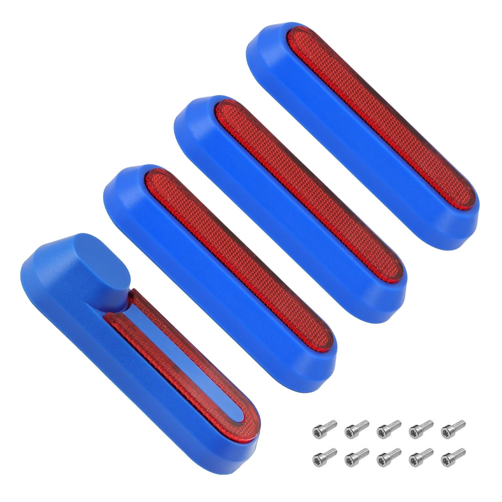 Reflektorstreifen Schutzabdeckung for Vorderradgabel und Hinterrad, for Xiaomi, 1S Pro 2 MI3 Elektroroller-Radkappe, reflektierender Schutz, weiße, rote und Blaue Schalen(Blue Red 4pcs) von JIMYRA